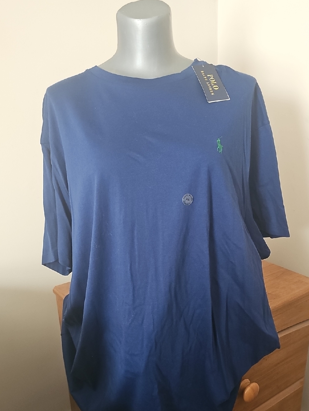 Ralph Lauren Navy T-Shirt with Yellow Logo Tag
